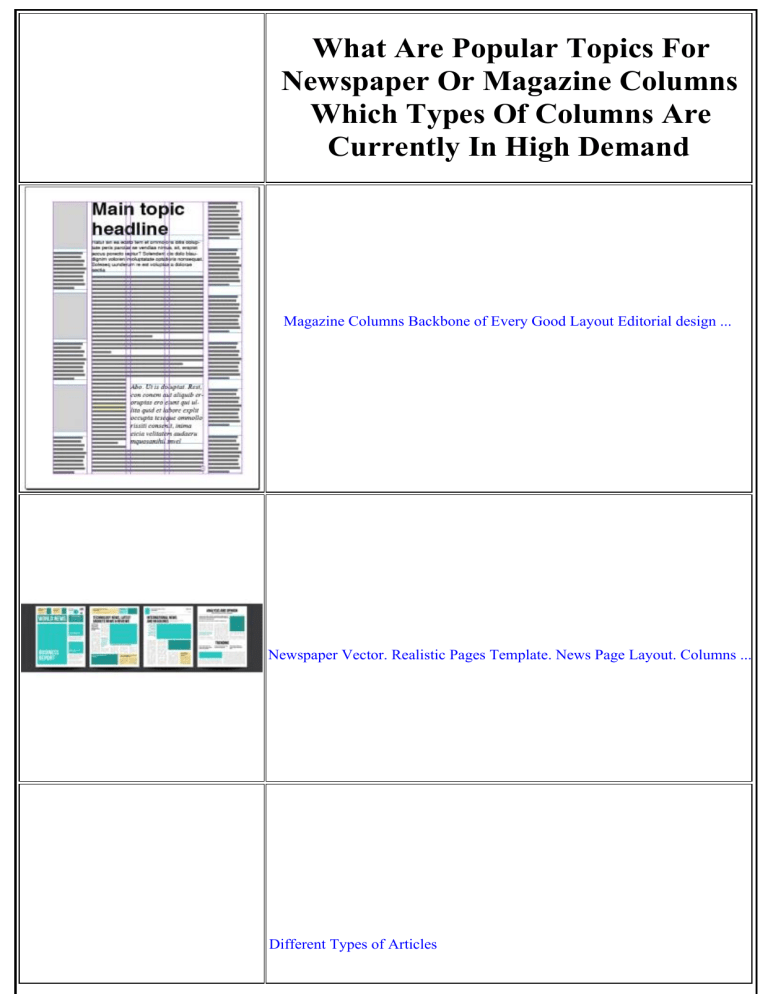 Newspaper & Magazine Column Topics: High Demand Types