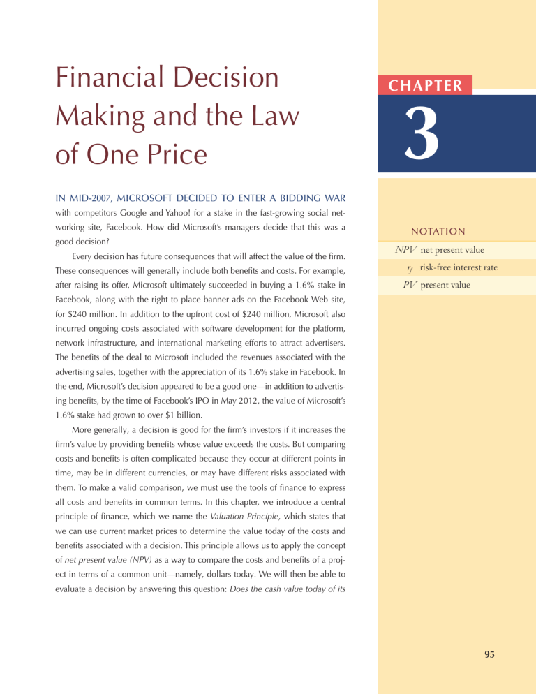 Financial Decision Making & Law of One Price
