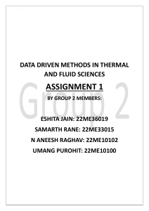 Data Driven Methods in Thermal & Fluid Sciences Assignment