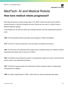 Medical Robots Timeline: AI in Healthcare