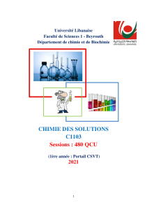 Examens & Solutions de Chimie: Universit&eacute; Libanaise C1103