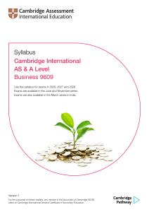 Cambridge AS & A Level Business 9609 Syllabus (2026-2028)