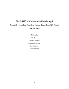 Modeling Capacitor Voltage Decay in RC Circuits | Mathematical Modeling
