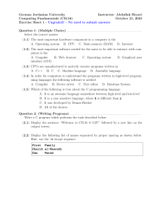 CS116 Computing Fundamentals Exercise Sheet