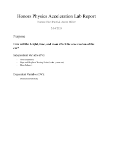 Honors Physics Acceleration Lab Report