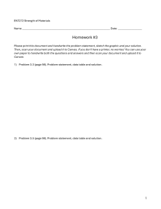 ENT272 Strength of Materials Homework #3 - Engineering Problems