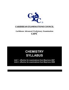 CAPE Chemistry Syllabus Unit 1 & 2 (2007-2008)