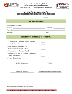 Formulario de Entrega de Documentos a Titulados UPTx