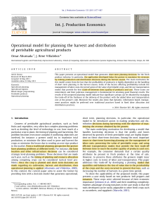 Operational Model for Perishable Agricultural Product Harvest & Distribution