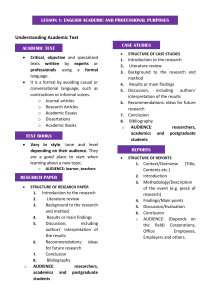 Academic Writing: Text Types & Style