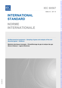 Norme IEC 60567:2011 - &Eacute;chantillonnage et analyse des gaz dans les mat&eacute;riels &eacute;lectriques &agrave; huile