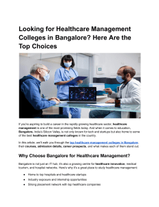 Healthcare Management Colleges in Bangalore: Top Choices
