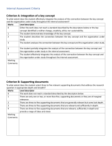 Internal Assessment Criteria: Business Management Rubric & Guidelines
