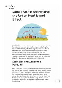 Kamil Pyciak: Mitigating Urban Heat Island Effect in US & Poland