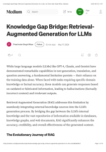 RAG for LLMs: Bridging Knowledge Gaps with Retrieval-Augmented Generation