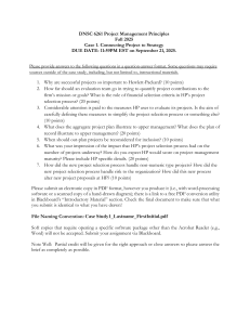 DNSC 6261 Project Management Case Study: Connecting Project to Strategy