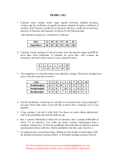 Statistics & Probability Problem Set: Mean, Variance, Skewness