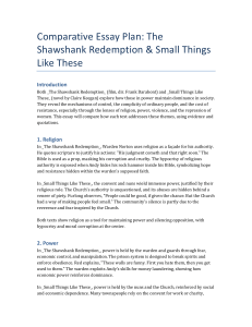 Comparative Essay Plan: Shawshank Redemption & Small Things Like These