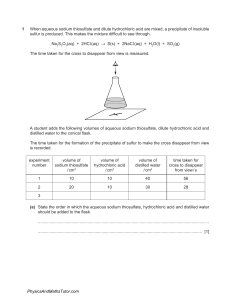 Chemistry Exam Paper: Reaction Rates & Electrolysis