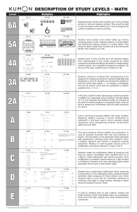 Kumon Math Program: Study Level Descriptions