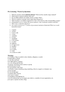 National Anthem Analysis: Worksheet & Discussion