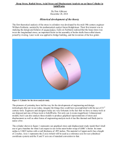 Hoop, Radial, Axial Stress & Displacement Analysis on Open Cylinder in SolidWorks