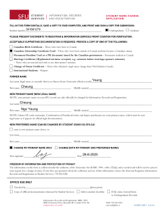 SFU Student Name Change Application Form