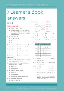 Cambridge Math 8: Teacher Resource - Learner Book Answers