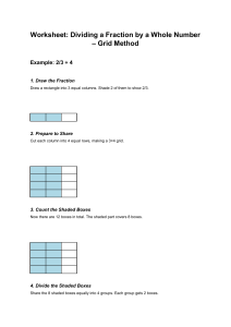 Dividing Fractions by Whole Numbers: Grid Method Worksheet
