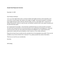 Interview Request: Romantic Poetry Relevance Today