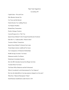 Accounting 305 Paper Topic Suggestions: Tax & Financial Issues