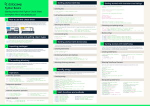 Python Basics Cheat Sheet: Lists, Strings, DataFrames & NumPy