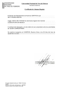 Certificado de Alumno UNTREF - SETTI PEDRO MARTIN