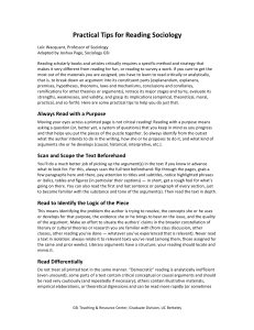 Practical Tips for Critical Reading in Sociology | Academic Guide