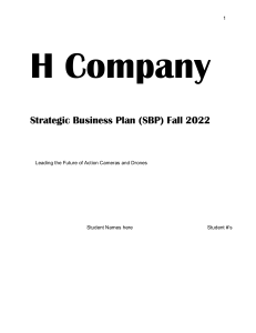 H Company Strategic Business Plan Fall 2022
