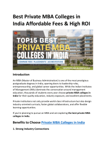 Top Private MBA Colleges in India: Fees, Placements, ROI