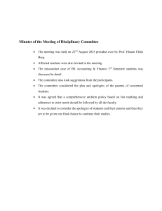 Disciplinary Committee Meeting Minutes - Student Misconduct