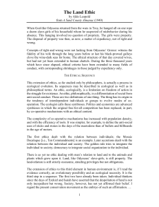 The Land Ethic by Aldo Leopold: Environmental Ethics Essay