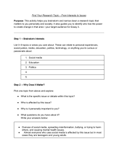 Research Topic Worksheet: Interests to Issues