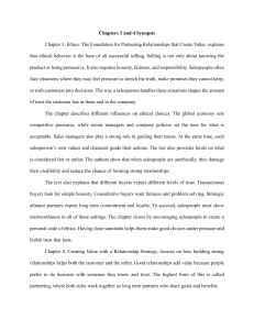 Ethics & Relationship Strategy in Sales: Chapters 3 & 4 Synopsis