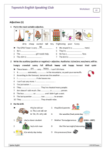 English Adjectives Worksheet: Topnotch Speaking Club Practice