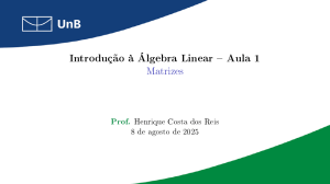 &Aacute;lgebra Linear: Matrizes - Introdu&ccedil;&atilde;o