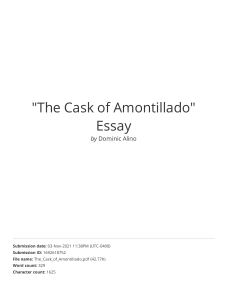 The Cask of Amontillado Essay by Dominic Alino - Literary Analysis