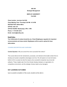 MG 300 Strategic Management Syllabus - Bentley University Fall 2025