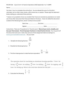 MCHN1343 Fraction Operations Quiz