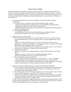 Prayer Efficacy & Social Markers: Christian Lit Review Outline