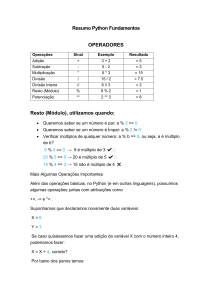 Resumo de Fundamentos de Python: Operadores, Tipos de Dados, Strings