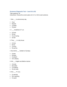 Grammar Diagnostic Test A1/A2 - English Language Assessment