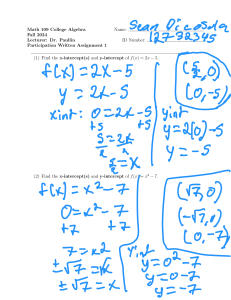 College Algebra: Finding Intercepts Assignment