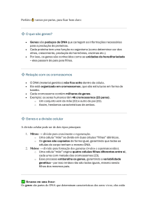 Exercícios sobre Genes, Cromossomos e Divisão Celular